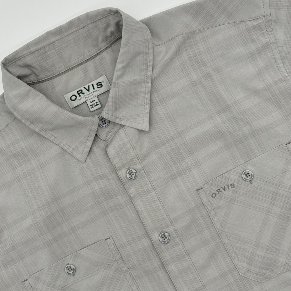 Orvis Classic‎ Collection Mens Large Gray Plaid Short Sleeve Button Down Shirt